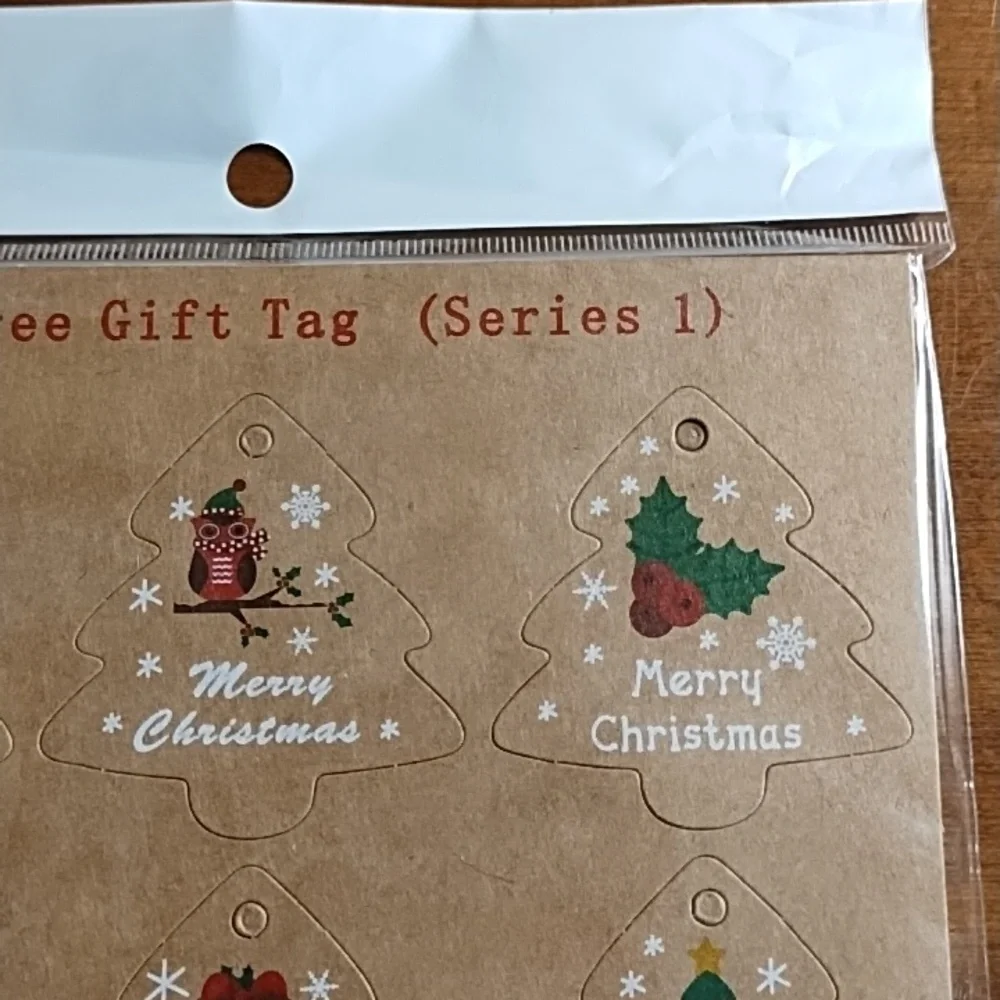 Christmas Tree Gift Tags 120 Count Brown Craft Paper Ribbon Twine Red Green